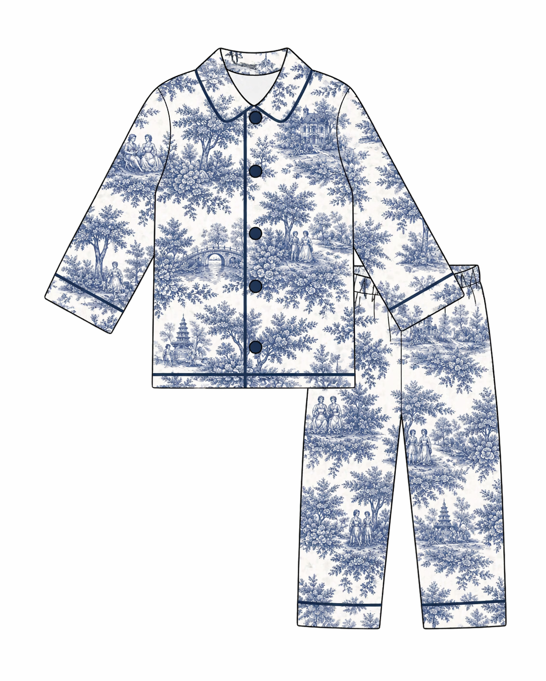 LPP EXCLUSIVE boys navy French toile Christmas pyjamas - End November delivery