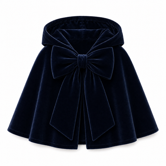 LPP EXCLUSIVE navy velvet bow cape - End November delivery