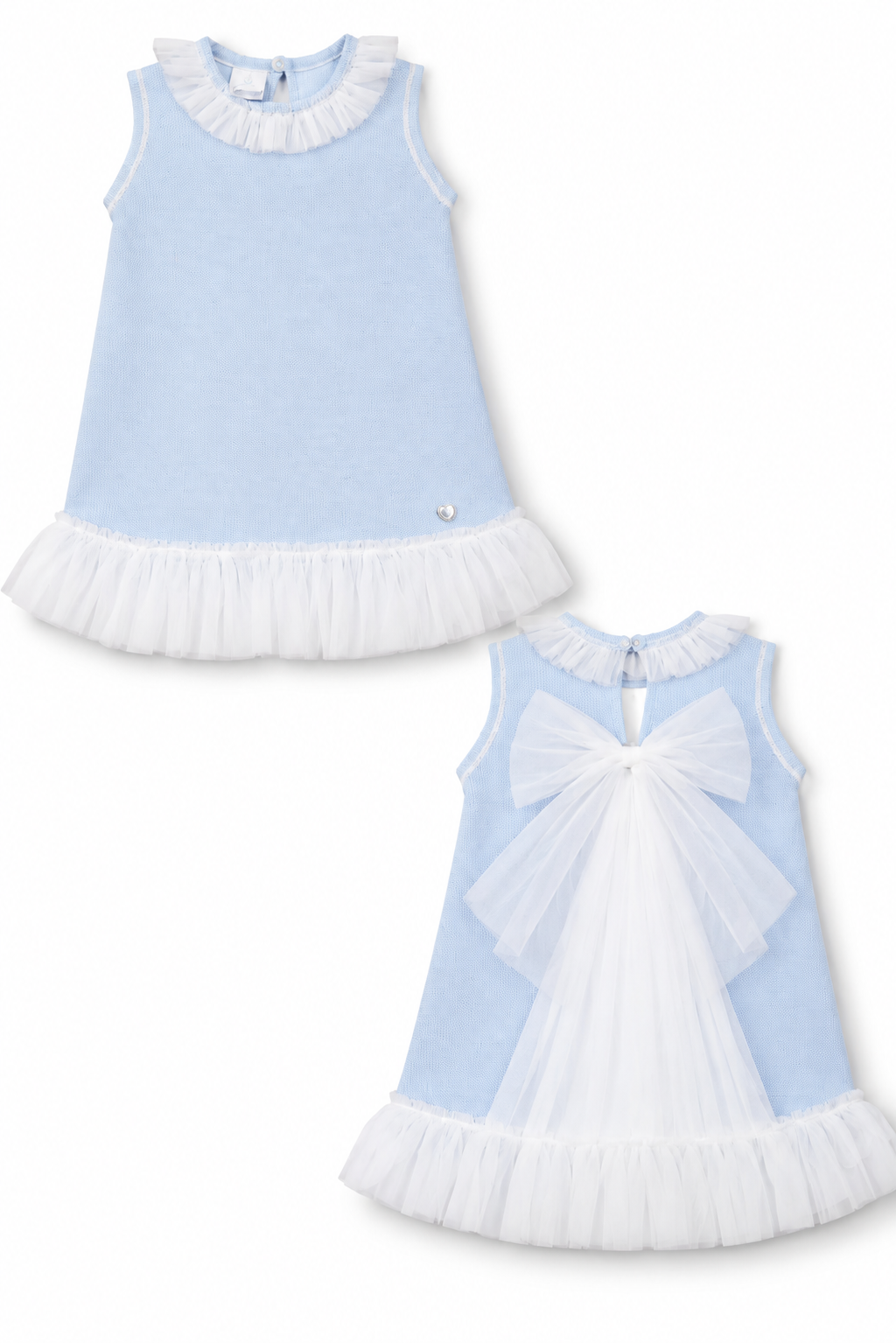 GRANLEI SS27 PREORDER MARCH DELIVERY - Blue knitted tulle bow girls dress