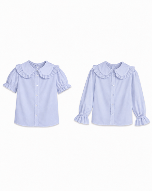 LPP EXCLUSIVE SPANISH SCHOOL UNIFORM COLLECTION - Frilly blue collared blouse READY TO SHIP