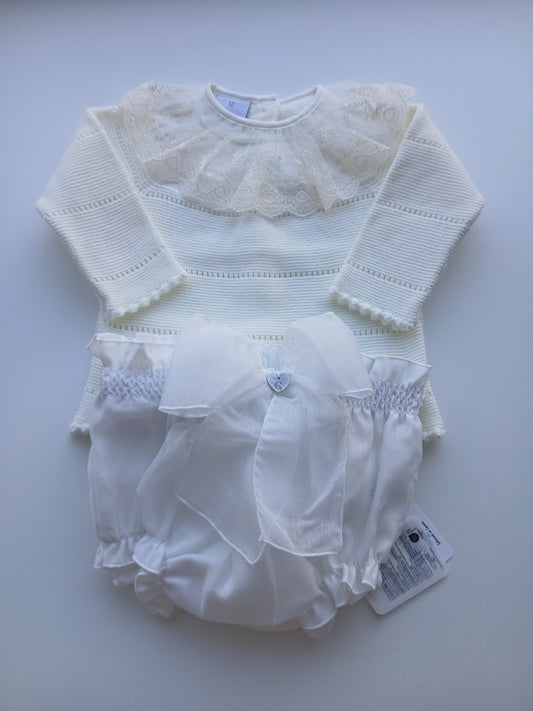 GRANLEI IN STOCK Ivory bow jam pants set