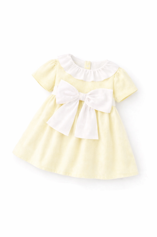 LPP EXCLUSIVES luxe lemon collection girls collared bow dress - End March Delivery.