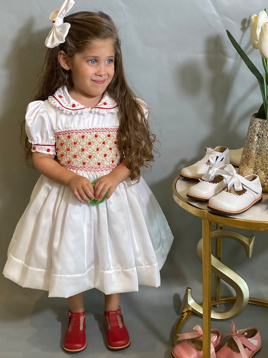 Smocked classic satin dress - HANDMADE IN USA 6-8WK TURNAROUND