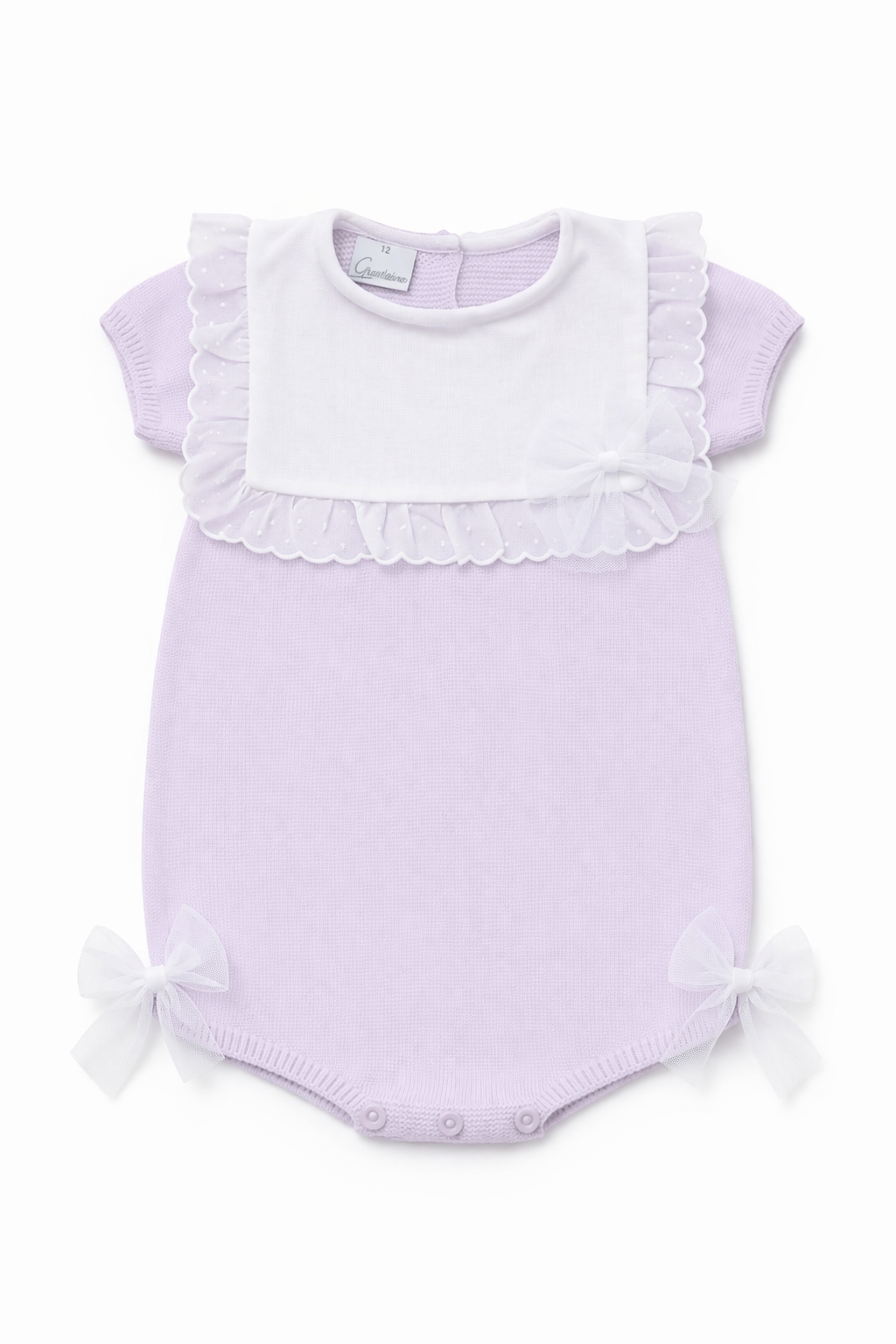 Granlei lilac frilly bibbed exclusive tulle bow romper