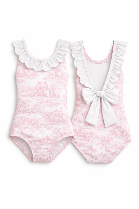 LPP EXCLUSIVES luxe pink womens French toile swimsuit - End March Delivery.