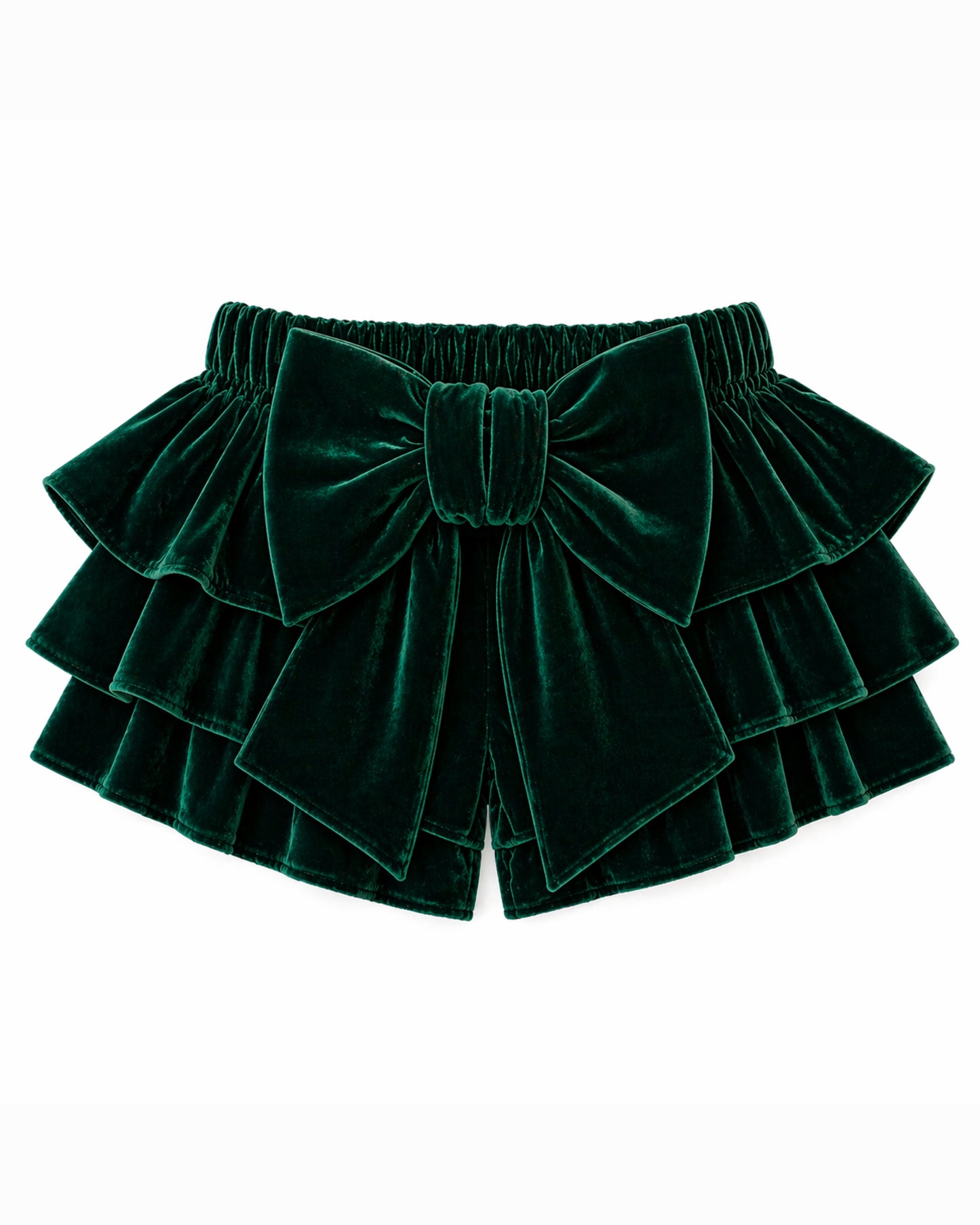 LPP EXCLUSIVE emerald green velvet frill shorts - End November delivery