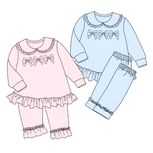 LPP EXCLUSIVES lounge collection girls triple bow frill lounge sets - End March Delivery.
