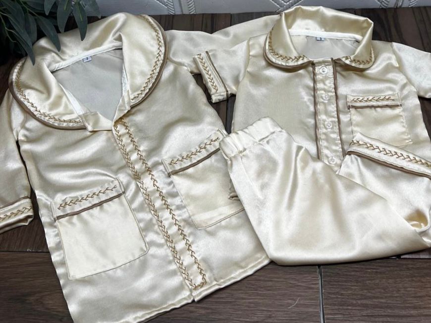 Smocked satin pyjama set - HANDMADE IN USA 6-8WK TURNAROUND