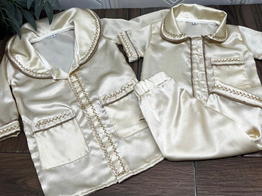 Smocked satin pyjama set - HANDMADE IN USA 6-8WK TURNAROUND