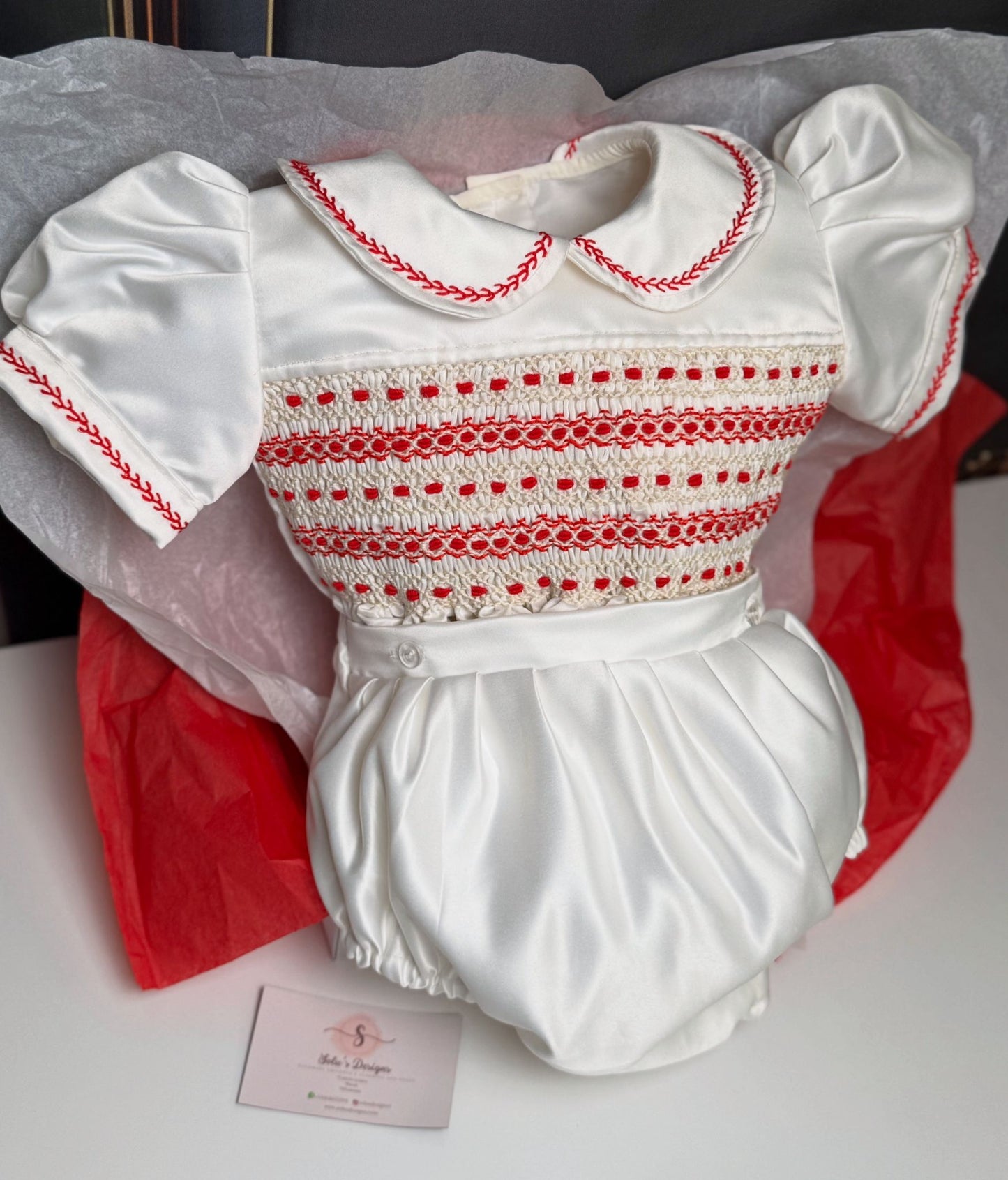 Smocked classic satin set - HANDMADE IN USA 6-8WK TURNAROUND