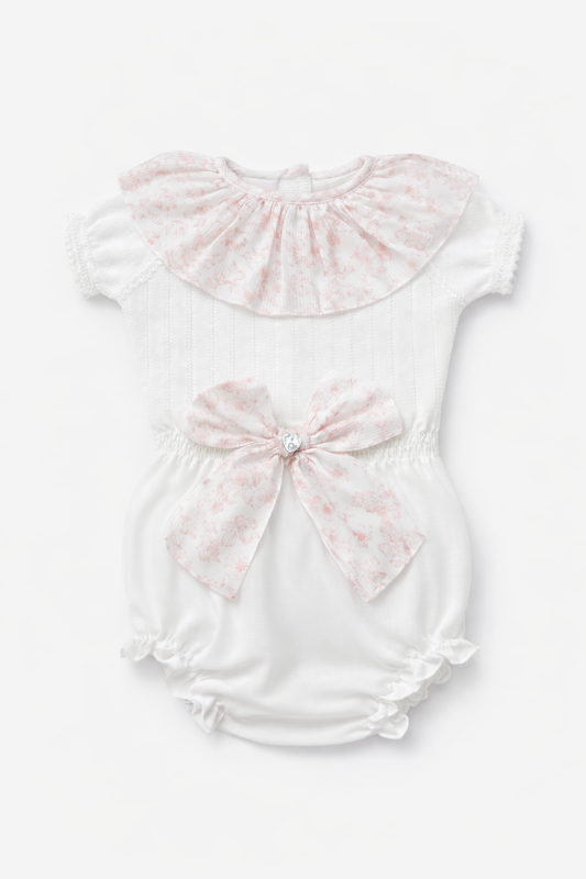 Granlei pink toile knit & linen exclusive bow jam pants set