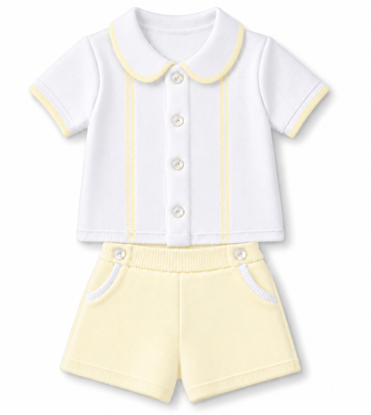 GRANLEI SS27 PREORDER MARCH DELIVERY - Lemon knitted boys shorts set