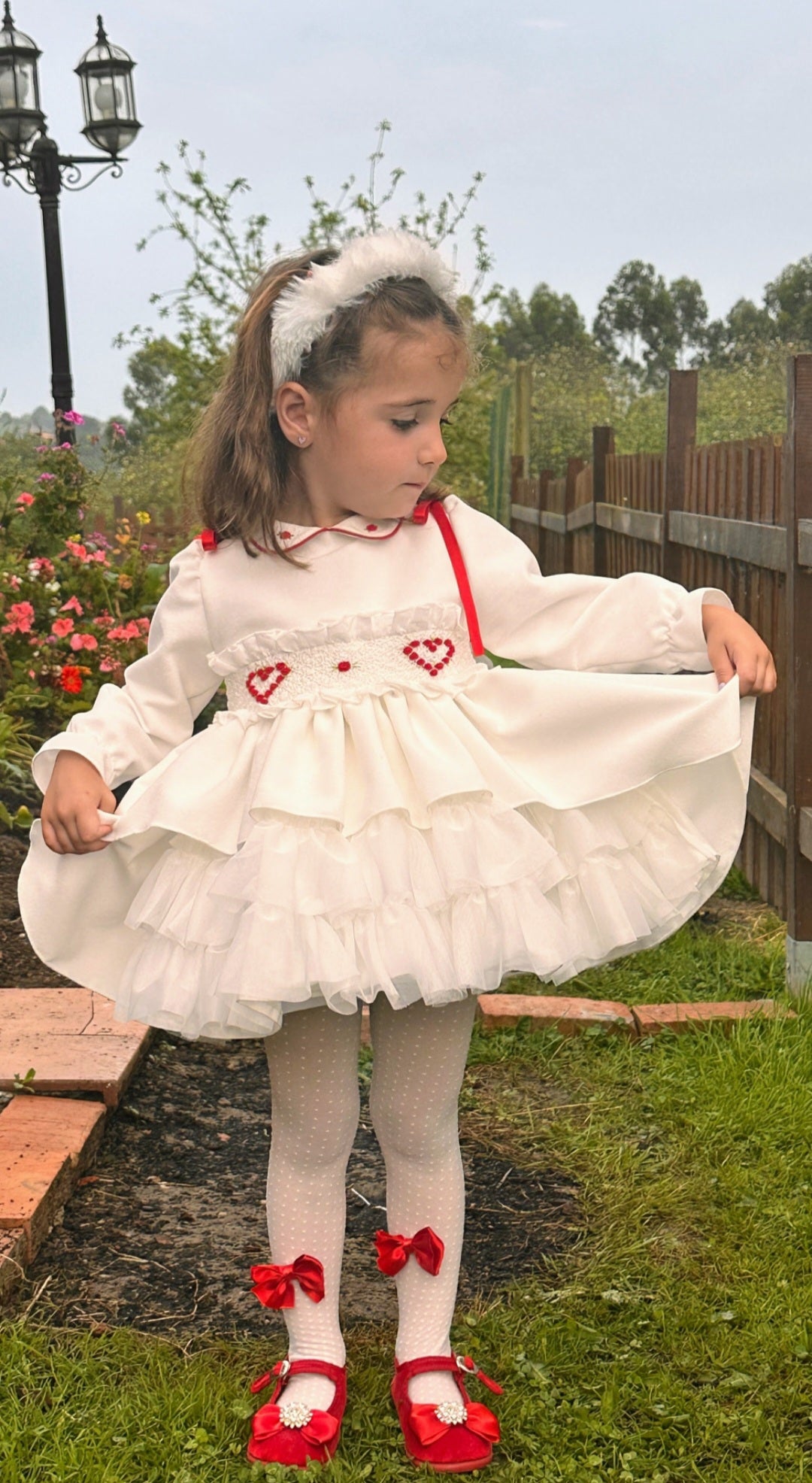 SONATA PREORDER (4-6wk turnaround) - White velvet heart puffball dress IN25-08