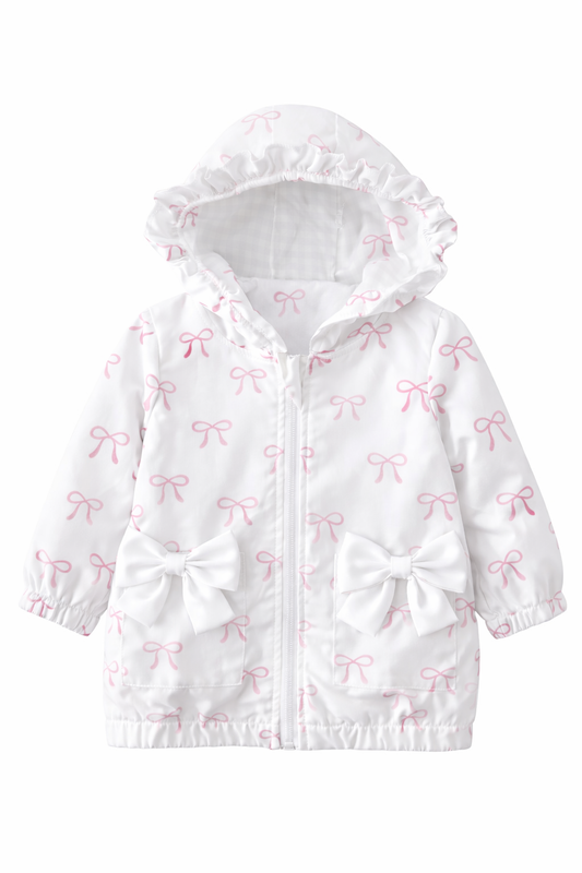 LPP EXCLUSIVES pink bow frilly bow girls windbreaker summer rain coat - End March Delivery.