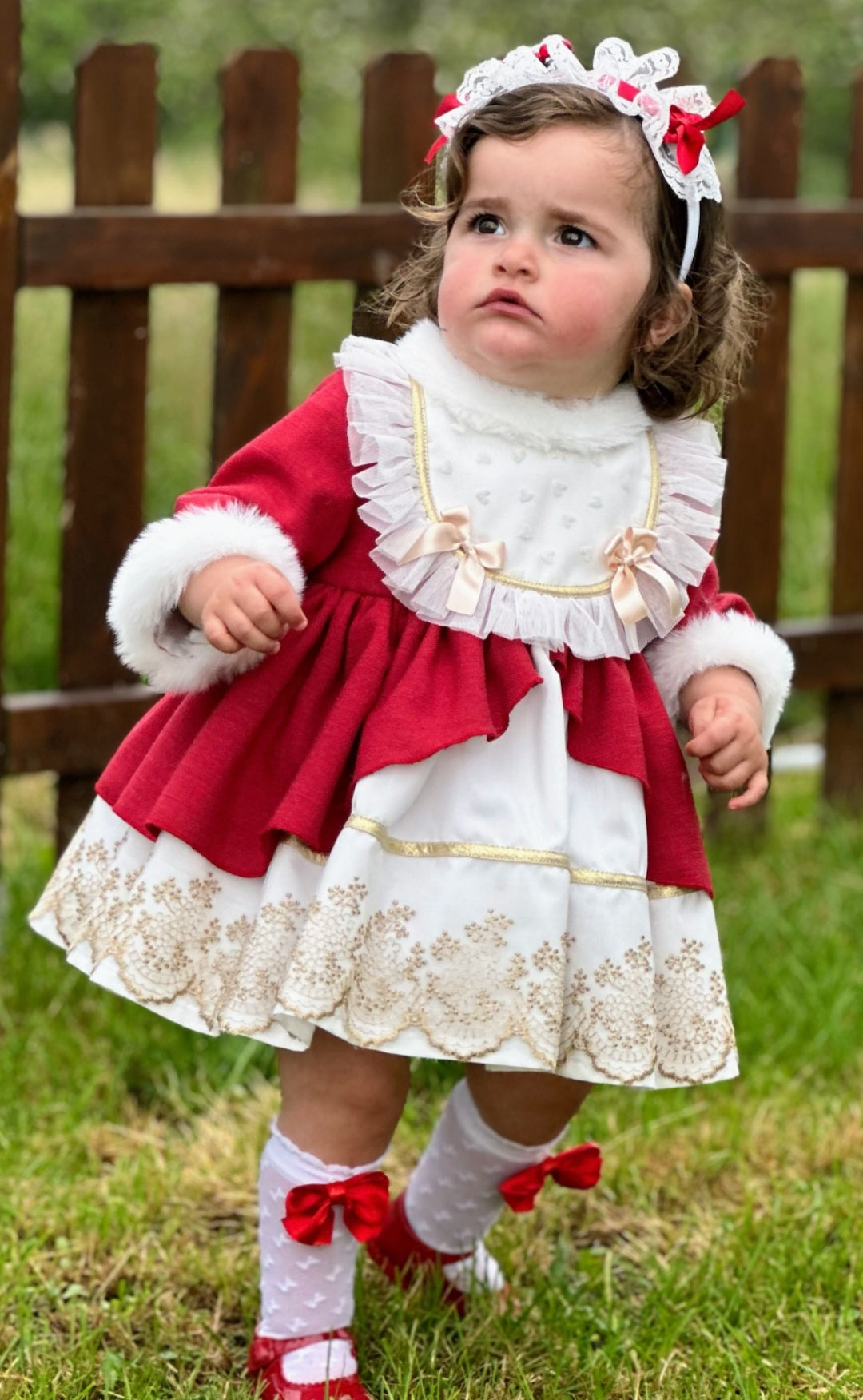 SONATA PREORDER (4-6wk turnaround) - Golden lace fur puffball dress IN25-12