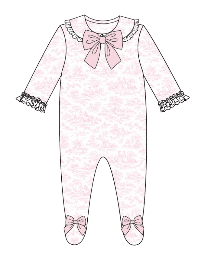 LPP EXCLUSIVES luxe baby girls pink toile sleepsuit & blanket - End March Delivery.