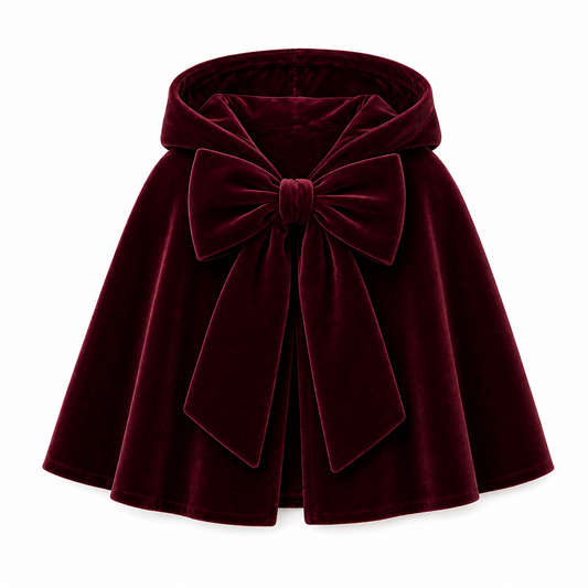 LPP EXCLUSIVE burgundy velvet bow cape - End November delivery