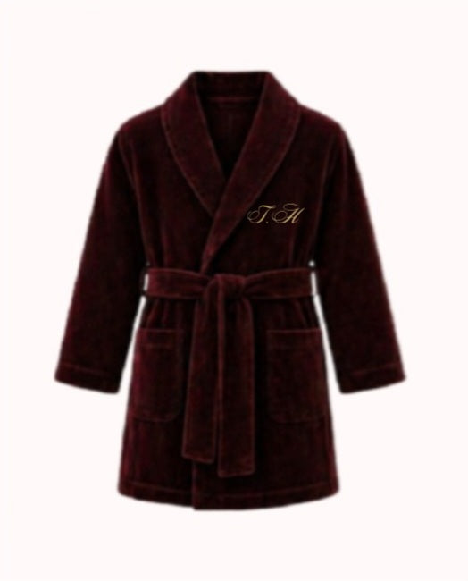 LPP EXCLUSIVE burgundy velvet boys dressing gown - End November delivery