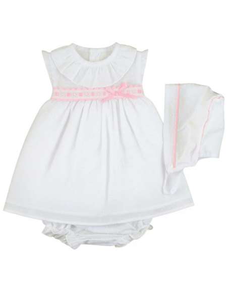 Babyferr white and pink bow dress set - 10-14 DAYS TURNAROUND