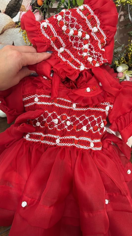 Smocked organza classic dress - HANDMADE IN USA 6-8WK TURNAROUND