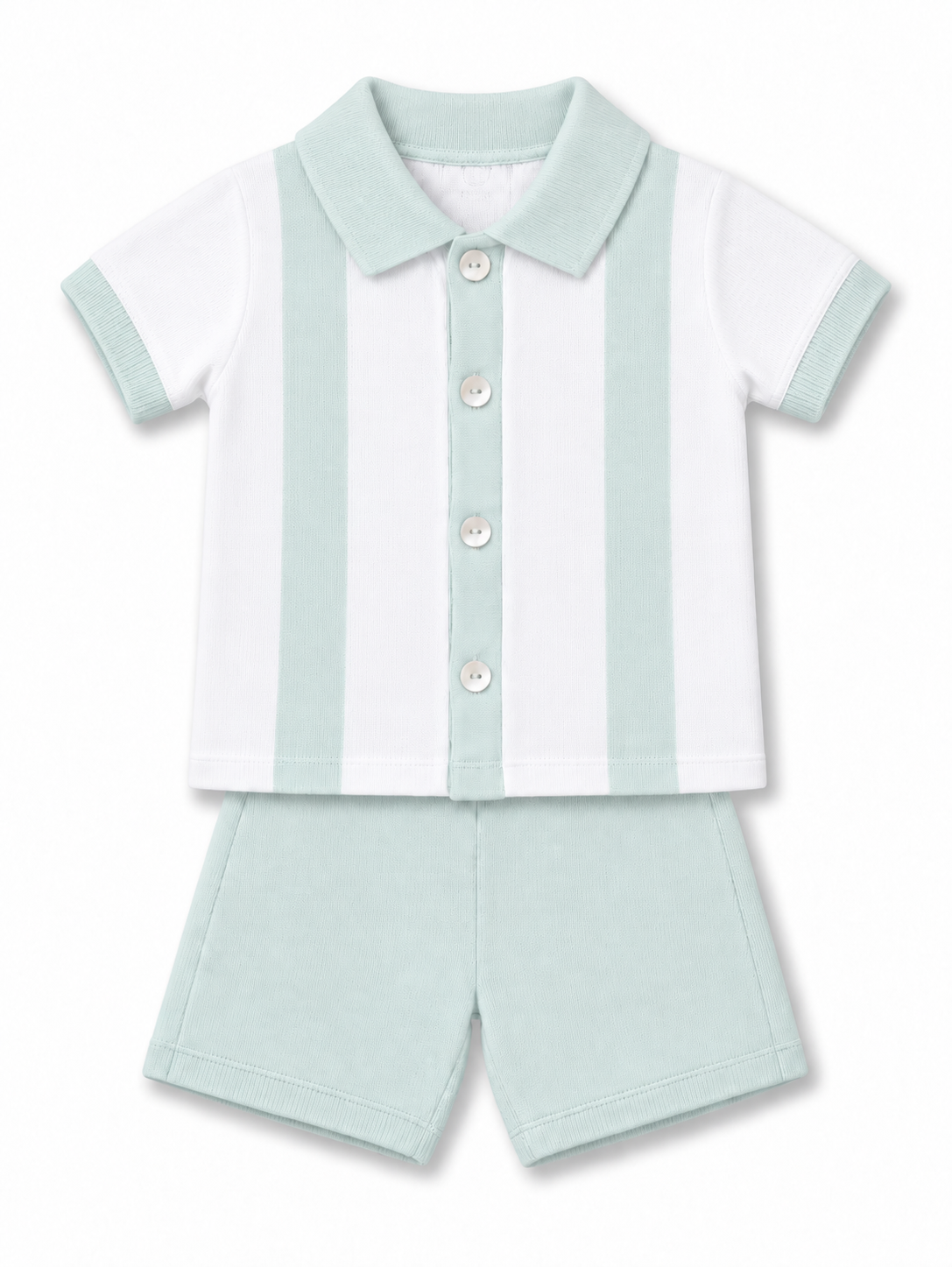 GRANLEI SS27 PREORDER MARCH DELIVERY - Mint knitted boys shorts set