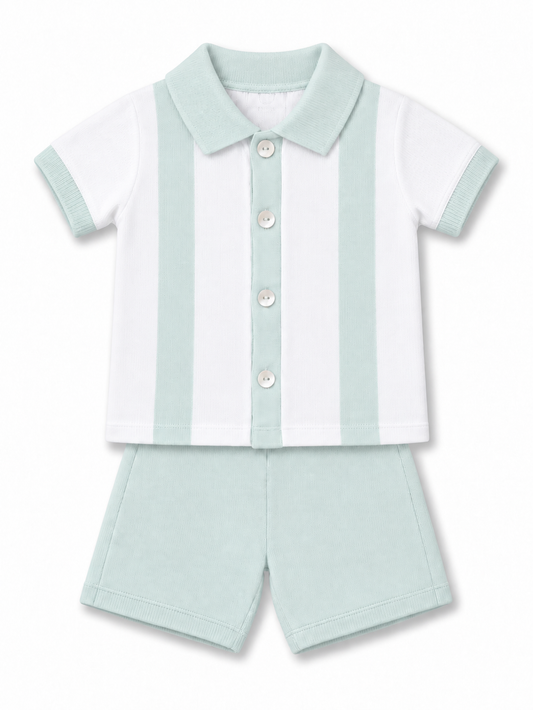 GRANLEI SS27 PREORDER MARCH DELIVERY - Mint knitted boys shorts set