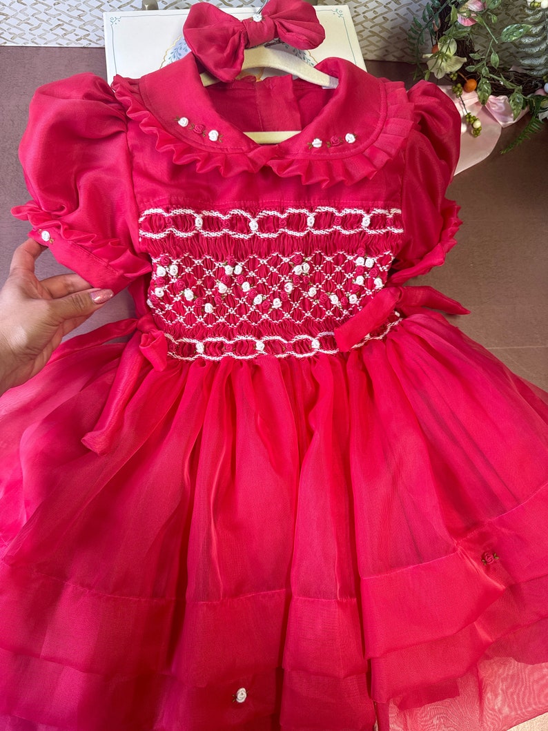 Smocked organza classic dress - HANDMADE IN USA 6-8WK TURNAROUND