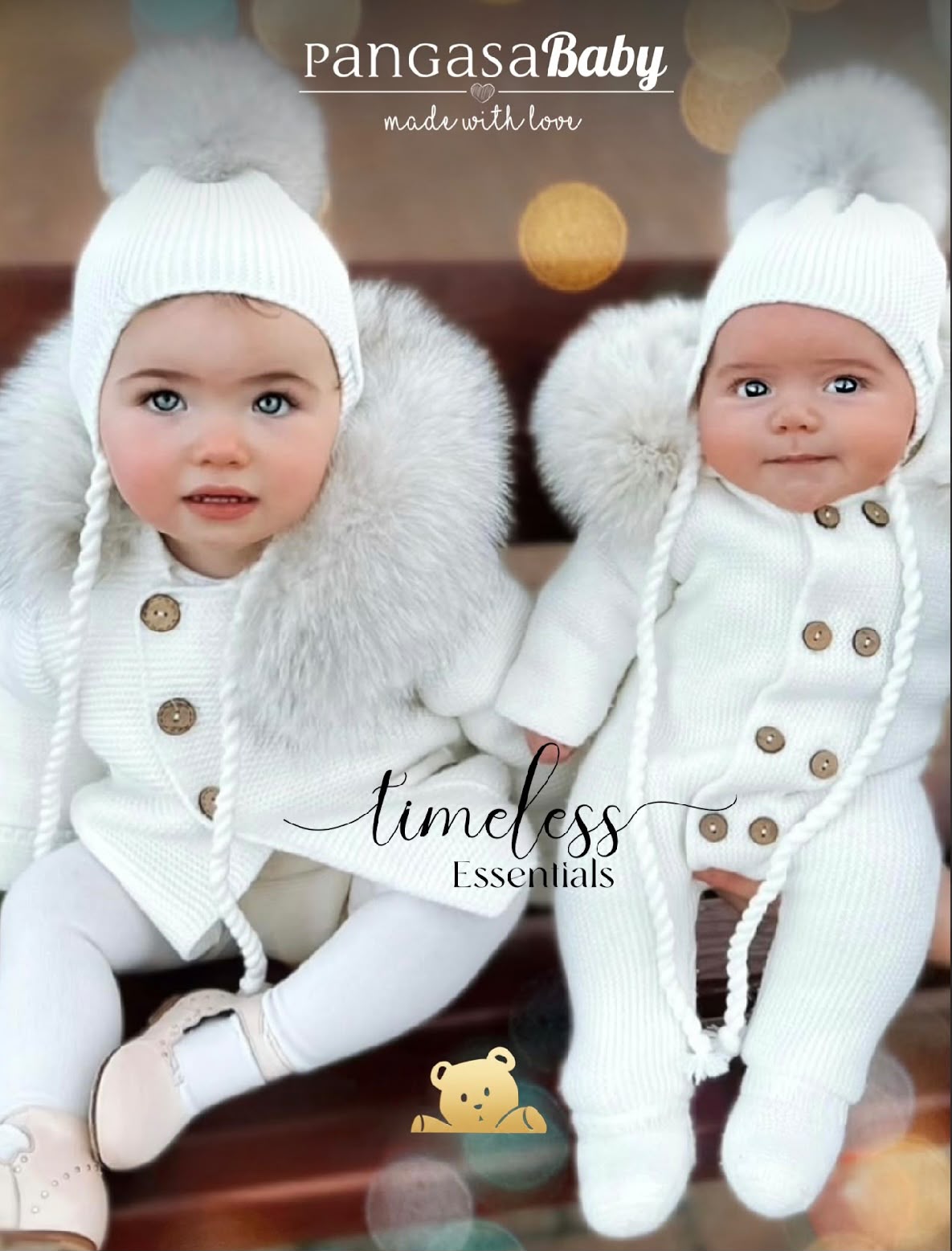 Pangasa classic double breasted footed pramsuit REAL FUR - DELIVERY SEPTEMBER