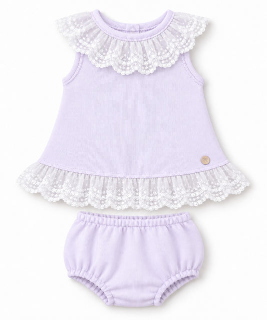 GRANLEI SS27 PREORDER MARCH DELIVERY - Lilac knitted lace baby girls dress