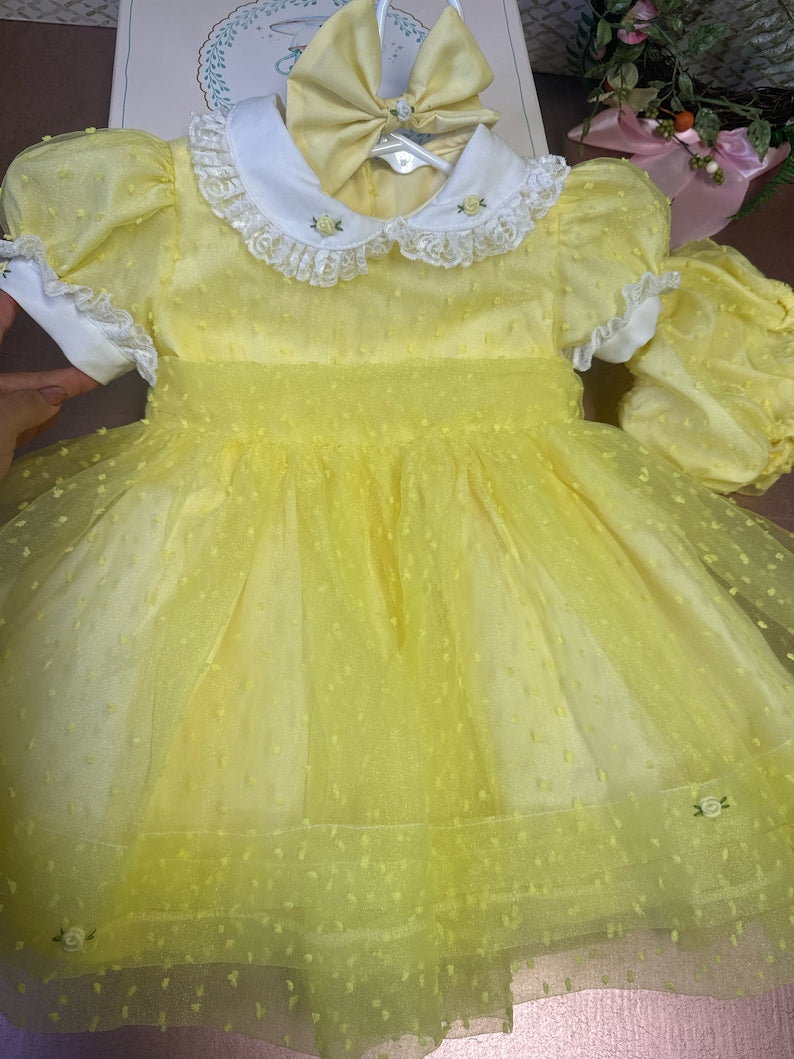 Smocked organza classic dress - HANDMADE IN USA 6-8WK TURNAROUND