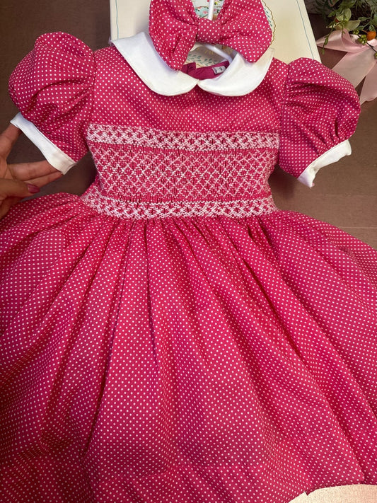Smocked classic polka dot dress - HANDMADE IN USA 6-8WK TURNAROUND