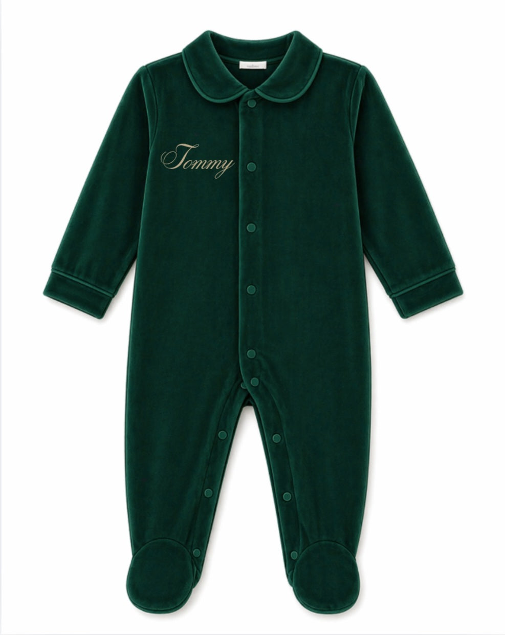 LPP EXCLUSIVE unisex emerald green velvet Christmas sleepsuit - End November delivery