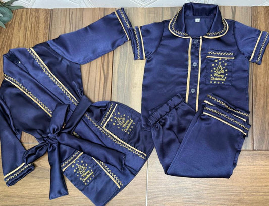 Smocked satin christmas pyjama set - HANDMADE IN USA 6-8WK TURNAROUND