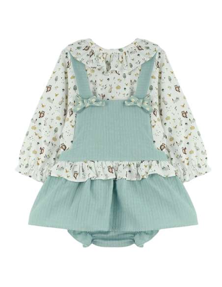 Babyferr mint forest animals dungaree set - 2-3 weeks turnaround