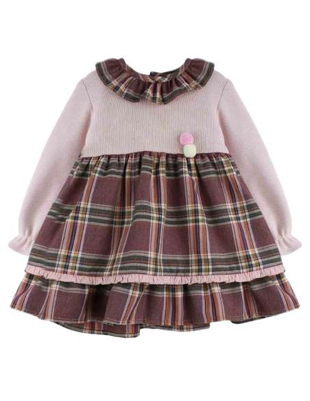 Babyferr pink burgundy tartan dress - 2-3 weeks turnaround