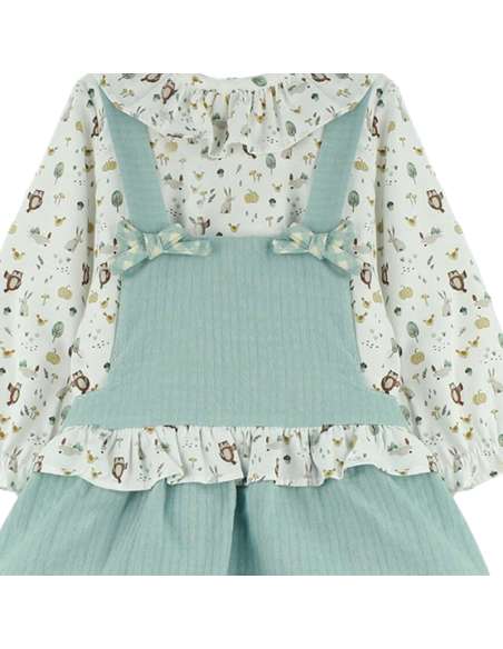 Babyferr mint forest animals dungaree set - 2-3 weeks turnaround