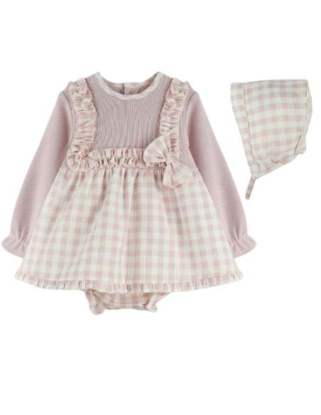 Babyferr pink checked dress set - 2-3 weeks turnaround