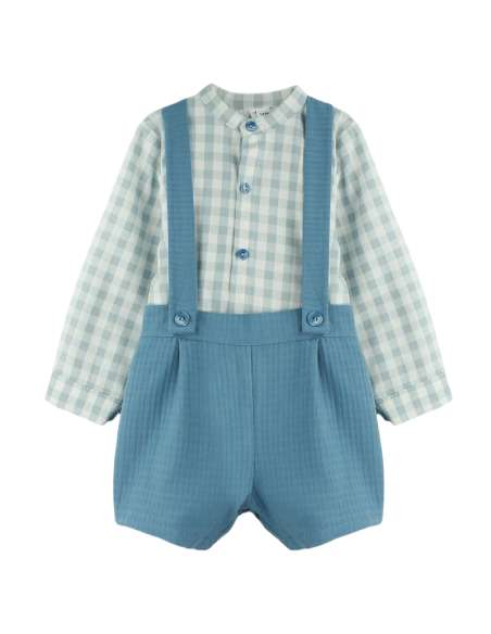 Babyferr blue check dungaree set - 2-3 weeks turnaround