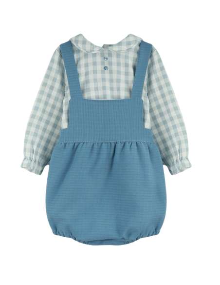 Babyferr blue check dungaree set - 2-3 weeks turnaround