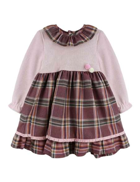 Babyferr pink burgundy tartan dress - 2-3 weeks turnaround